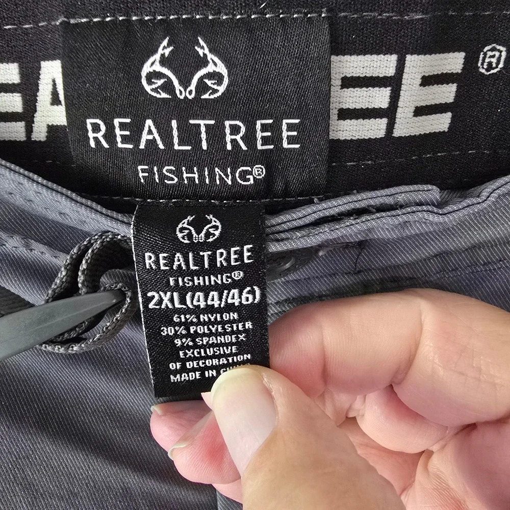 Realtree Fishing Mens 2XL Gray Cargo Shorts Stretch Quick Dry Performance 44/46
